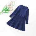thumbnail image 2 of Povozer Girls Sweater Dress Long Sleeve Knit A Line Casual Winter Dresses(Navy,4-5Y), 2 of 6