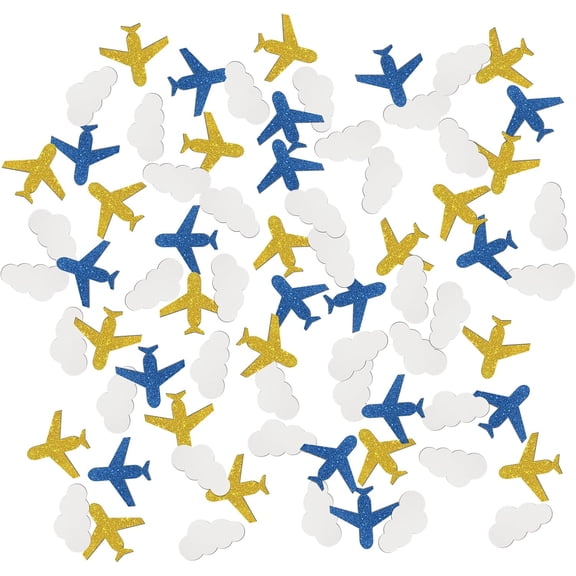 Airplane Confetti, 120pcs Rainbow Paper Confetti for Baby Shower, Birthday Parties, Aviation Theme Decorations