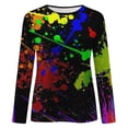 thumbnail image 4 of WEAIXIMIUNG T-Shirt Quotidien d'Été pour Femmes, Col Rond, Manches Longues, Imprimé Floral, Fendu sur le Côté, 4 of 4
