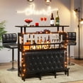 thumbnail image 3 of Tribesigns Bar Unit Home Entertainment Collection Upholstered Bar with Storage and Footrest, Black, 3 of 7