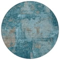 thumbnail image 5 of HomeRoots 596892 8 ft. Teal Blue & Gray Round Abstract Washable Indoor & Outdoor Area Rug, 5 of 5