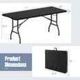 thumbnail image 3 of Gymax 6 ft Portable Folding Table w/HDPE Tabletop Safe Lock Mechanism Carrying Handle Black, 3 of 10