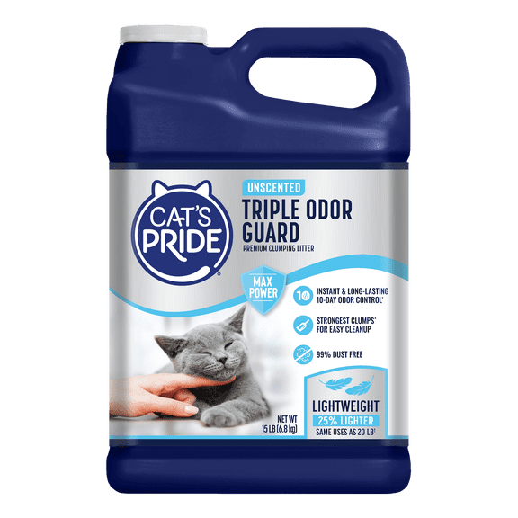 Cat's Pride Max Power Total Odor Control Unscented Multi-Cat Clumping Litter, 15lb Jug