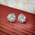 thumbnail image 5 of Gem Stone King Solid 14K Yellow Gold Round White Moissanite Martini 3 Prong Secure Screw-Backs Stud Earrings for Women Men (1.50 Cttw, Round 6MM), 5 of 7