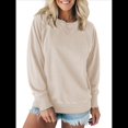 thumbnail image 1 of Sudadera Informal de Larga con Cuello Redondo para Mujer, Sudadera Holgada Albaricoque M, 1 of 8