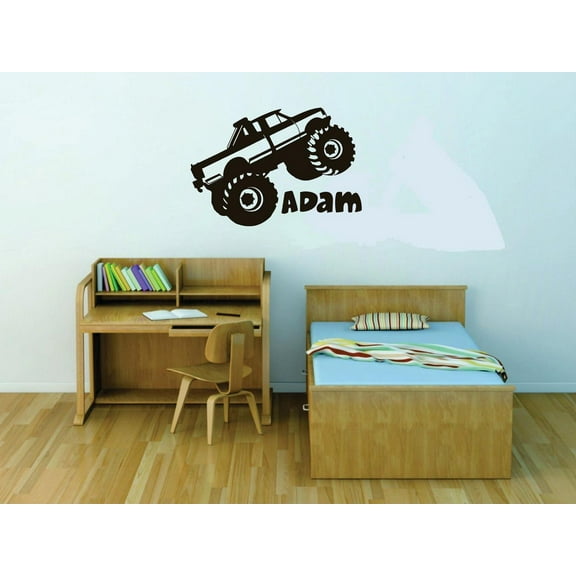 Personalized Name Vinyl Decal Sticker Custom Wall Art Big Foot Monster Truck Boys Sports Decor 16 Inches X 23 Inches