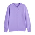 thumbnail image 4 of Lixiuxyad Womens Cardigans Women's Lightweight Knit Cardigan Solid Color Round Neck Open Front Sweater Casual Loose Fit Thin Cover Up Outerwear,Purple, 4 of 4