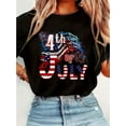 thumbnail image 1 of Fireworks Happy 4th Of July US Flag American 4th Of July T-Shirt Print T-Shirt Casual Crew Neck Short Sleeve Comfort Tee Top For Spring & Summer Women'S Clothing, 1 of 6