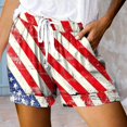 thumbnail image 3 of Aayomet Women's Shorts Drawstring Shorts Summer Elastic Belt Shorts Pockets (Red, S), 3 of 4