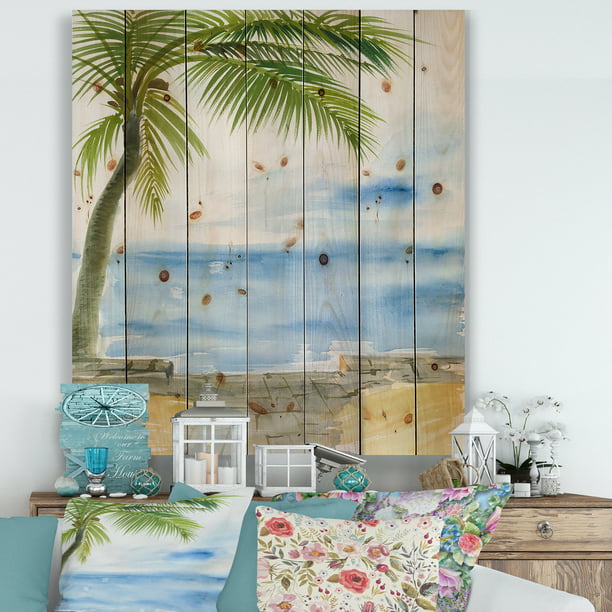 Designart 'Palm Beach Resort At Sunrise II' Nautical & Coastal Print on ...