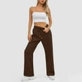 thumbnail image 4 of Womens Sweatpants 2025 Fall Baggy Wide Leg Sweatpant Fleece Lined Straight Leg Sweat Pants Coffee XL, 4 of 4