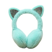harmtty Earmuffs Skin-friendly Cute Cat Shape Design Plush Winter Warm Ear Muffs for Outdoor,Green
