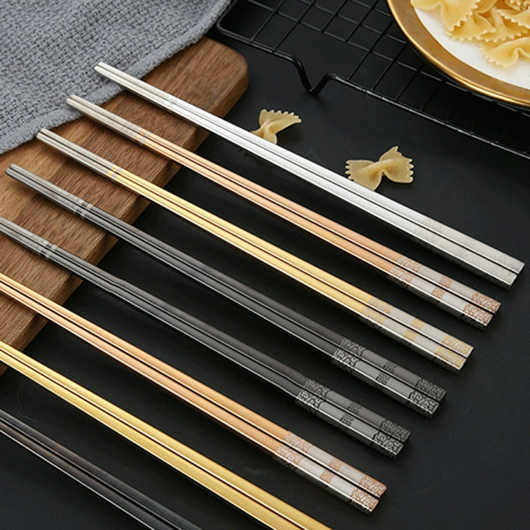 Cheers US 4Pairs Metal Chopsticks Reusable Stainless Steel
