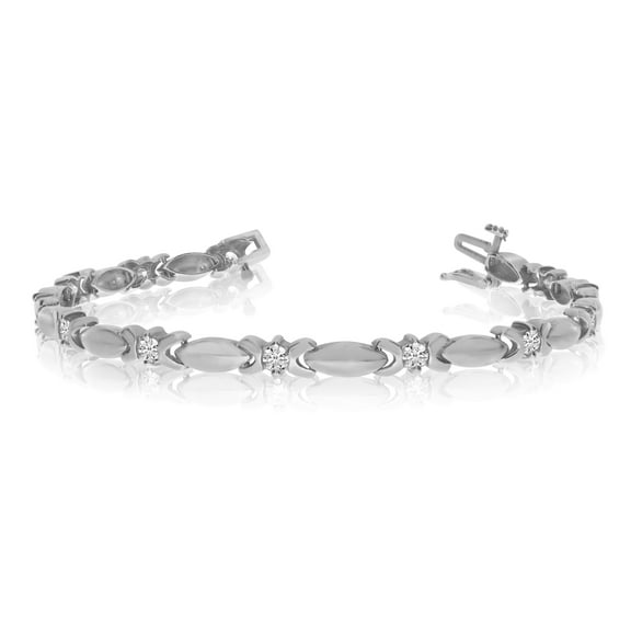 14k White Gold Bar Diamond Tennis Bracelet