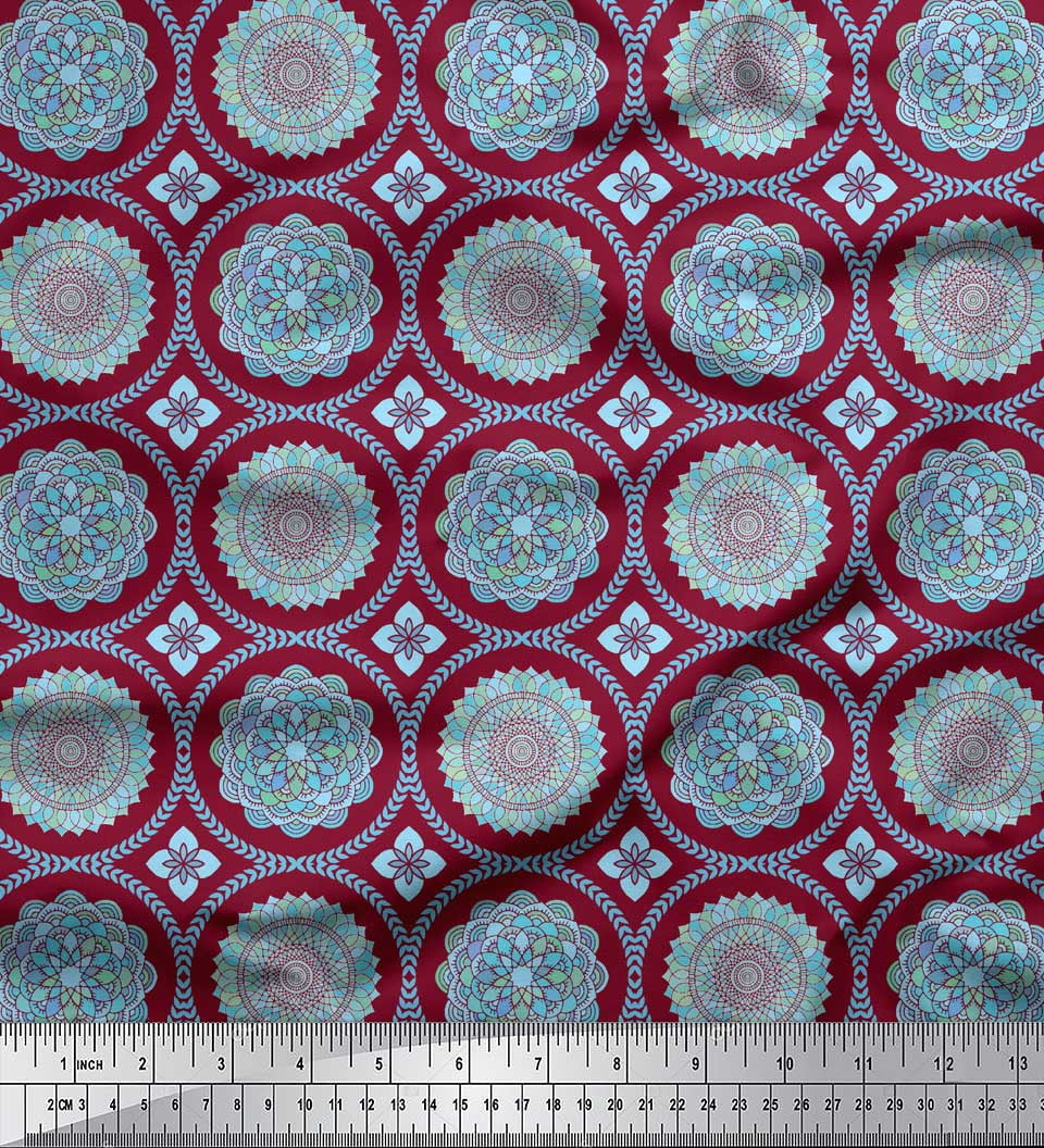 Soimoi Blue Georgette Viscose Fabric – 42" Wide Tropical Floral & Leaves Print (Sold By The Yard)