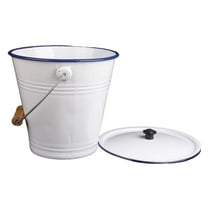 flameer Enamel Bucket Enamel Bucket White Enamel with Lid Buckets Milk Bucket for Bridal 5.5L