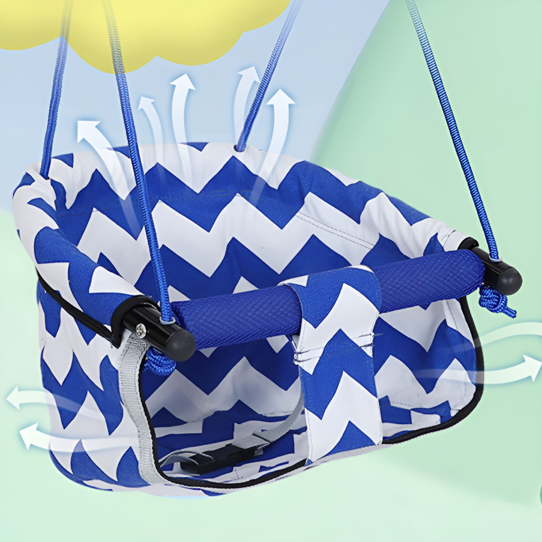 BESTSKY 2026 New Premium High Back Full Bucket Toddler Swing Seat Indoor Outdoor Baby Swing for Ceiling,Porch,Doorway,Canvas Baby Swing Outdoor Toddler Swing Seat