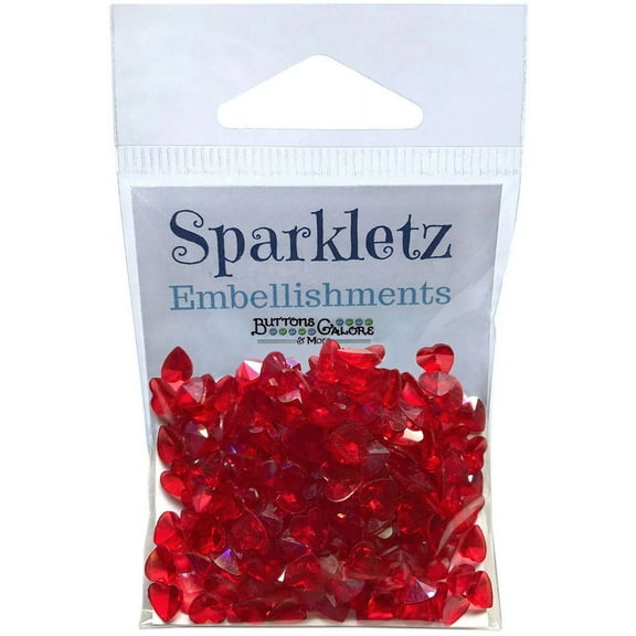 Buttons Galore Sparkletz Embellishment Pack 10g-Red Hearts