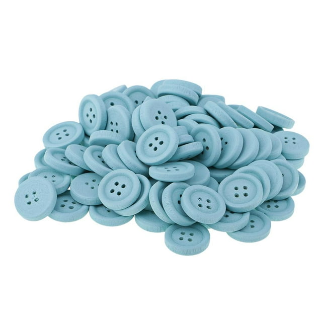 100 piezas de botones de 16 Mm, 4 agujeros, manualidades de y álbumes de recortes, accesorios para bricolaje Azul