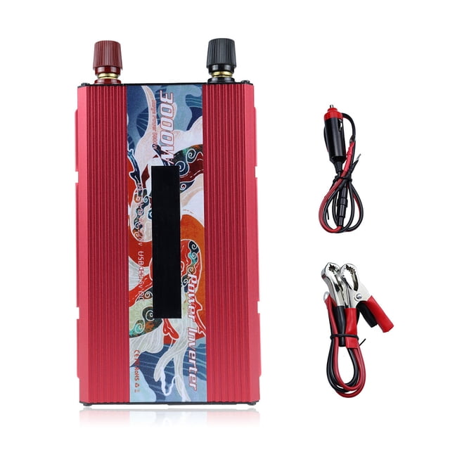 Speravity Inversor de energía de onda sinusoidal Solar DC 12V a AC 220V 3000W Pantalla Adaptador convertidor de protección contra Herramientas eléctricas rojo