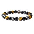 thumbnail image 2 of Stylish Tiger Eye Beaded Bracelet for Men and Women - Energy Stretch Elastic Stone Beads Unisex Boho Adjustable Wristband, 2 of 4