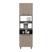 Depot E-Shop Zena Kitchen Pantry, 4 Doors, 4 Legs, 4 Shelves, White Oak / Black Wengue