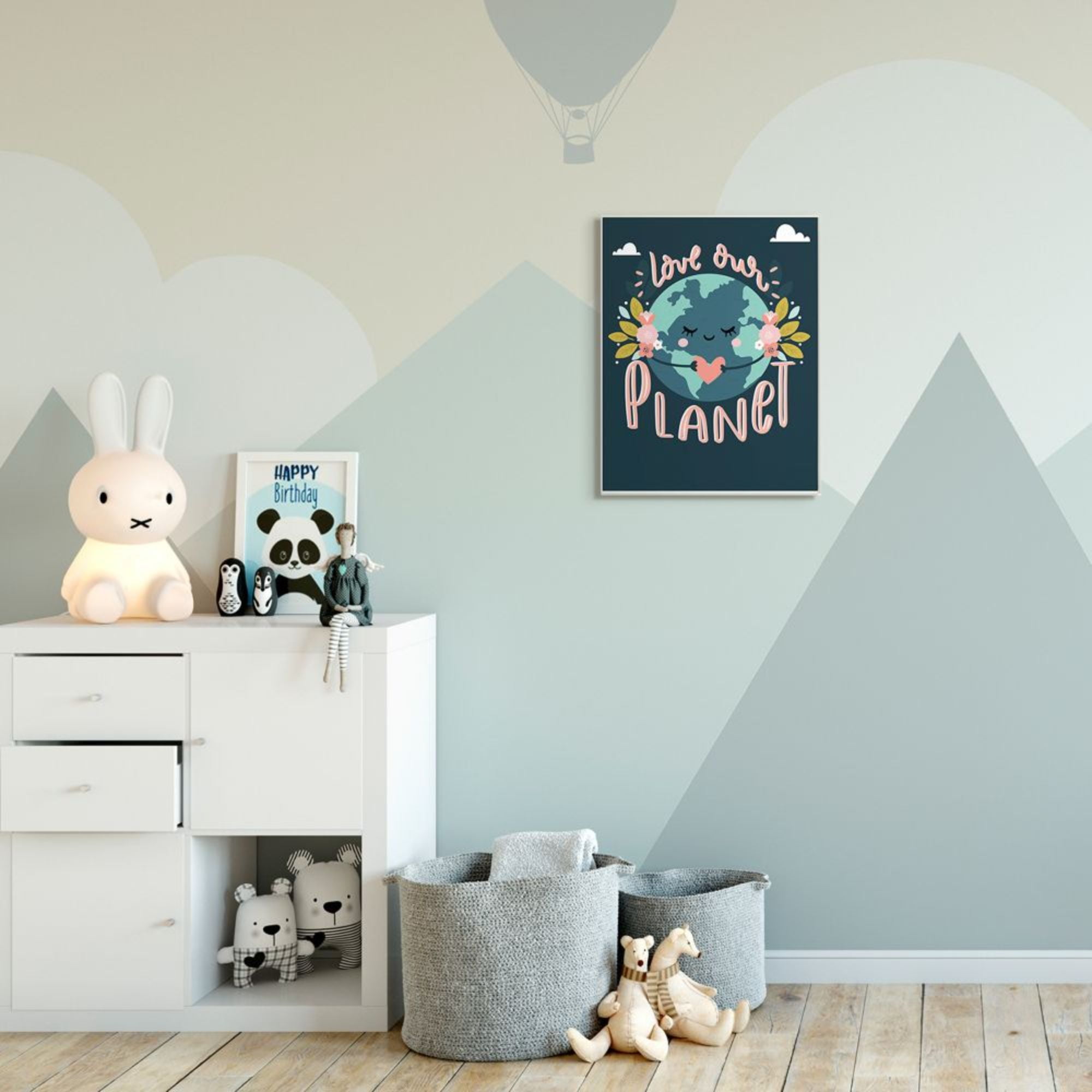 Stupell Industries Love Our Planet Phrase Floral Cartoon Earth Design by Angela Nickeas