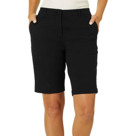 Dept 222 Womens Solid Twill Bermuda Shorts