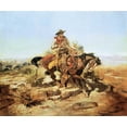 thumbnail image 2 of Russell, Charles M. 30x26 White Modern Wood Framed Museum Art Print Titled - Riding Line, 2 of 4