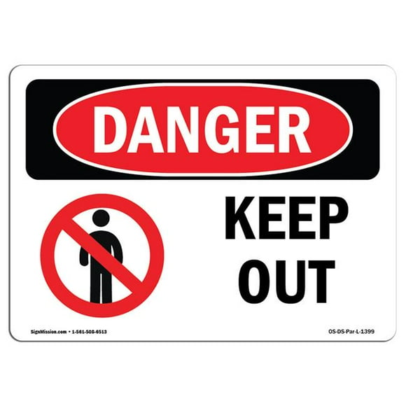 SignMission OS-DS-D-710-L-1399 OSHA Danger Sign - Keep Out