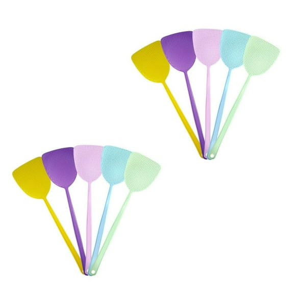 HLONK 10 Pieces Fly Swatters Plastic Fly Swatters Long Handle Fly Swatters Manual Heavy Duty Plastic Flyswatter Fly Swatter Heavy Duty for Home Kitchen