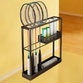 thumbnail image 1 of Organizador de almacenamiento para raquetas de bádminton, exhibición de raquetas de tenis, instalación, construcción de hierro, multiusos, adecuado pa Negro, 1 of 8
