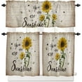 Sunflower Window Curtain Set with Tiers and Valance, 3 Pieces Rod