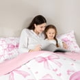 thumbnail image 5 of Erosebridal Dreamy Princess Bow 7-Piece Bedding Comforter Set For Girls,Pink Kawaii Heart Print King Bedding Sets For Kids,Pink Reversible, 5 of 7