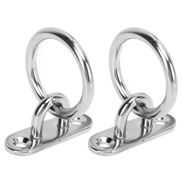 2pcs Stainless Steel Pad Eye Plate High Strength Highly Polished Heavy Duty Pad Eye Plate with Round Rings for Marine 5MM