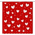 thumbnail image 2 of Valentine''s Day Shower Curtain Red White Heart Polka Dot Sweet Romantic Love Creative Bathroom Curtains Decor Fabric Set Include Hooks,(70" WX70 H), 2 of 4
