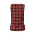 thumbnail image 5 of Picia Red Black Plaid Pattern Women's Workout Tank Top,Breathable Activewear,Slim Fit Athletic Top,Versatile Workout Moisture-wicking top-Medium, 5 of 9