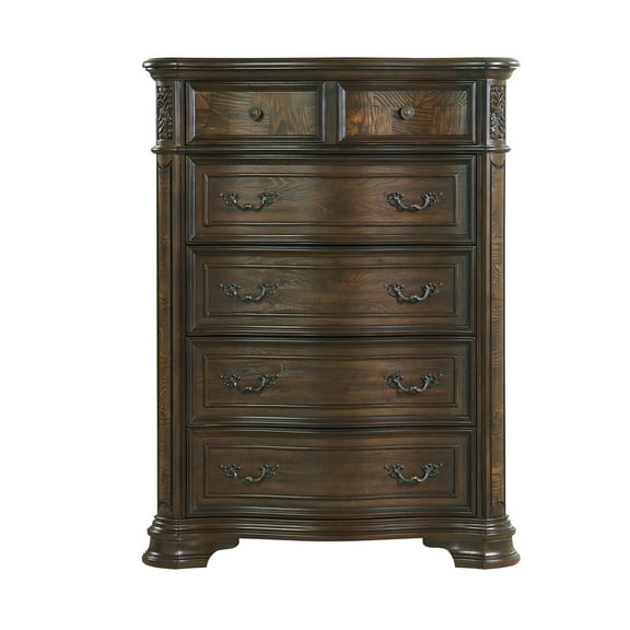 Steve Silver Royale Traditional Vertical Dresser with 5 Drawers and Lift Top, Brown Cherry