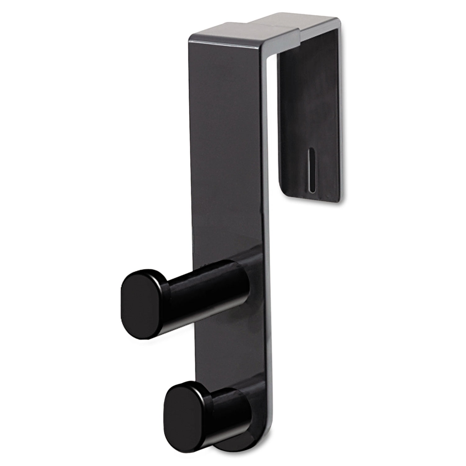 Plastic Coat Hook, 2Hook, 1 3/4 X 6 1/2 X 7 3/4, Black Bundle of 5