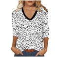 thumbnail image 1 of 3/4 Manga Superior, Moda Casual Impresión V-Cuello Blusa Hecha de Cómodo Estante de Imitación para Toda la Temporada de Uso Diario, Tops de Moda de Mujer, 1 of 6