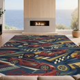 thumbnail image 2 of Design&I 4'x6' Washable Area Rug Checkered Border Bold Stripes Loops Vintage Car Cartoon Track Playful Expressive for Home Office, Under Desk, Snag-Free Skid-Resistant Medium, 2 of 7