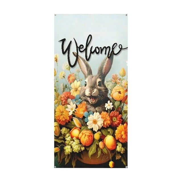Tauxra Easter Door Curtain Party Decorations Full Coverage Polyester For Home Office Event Spaces
