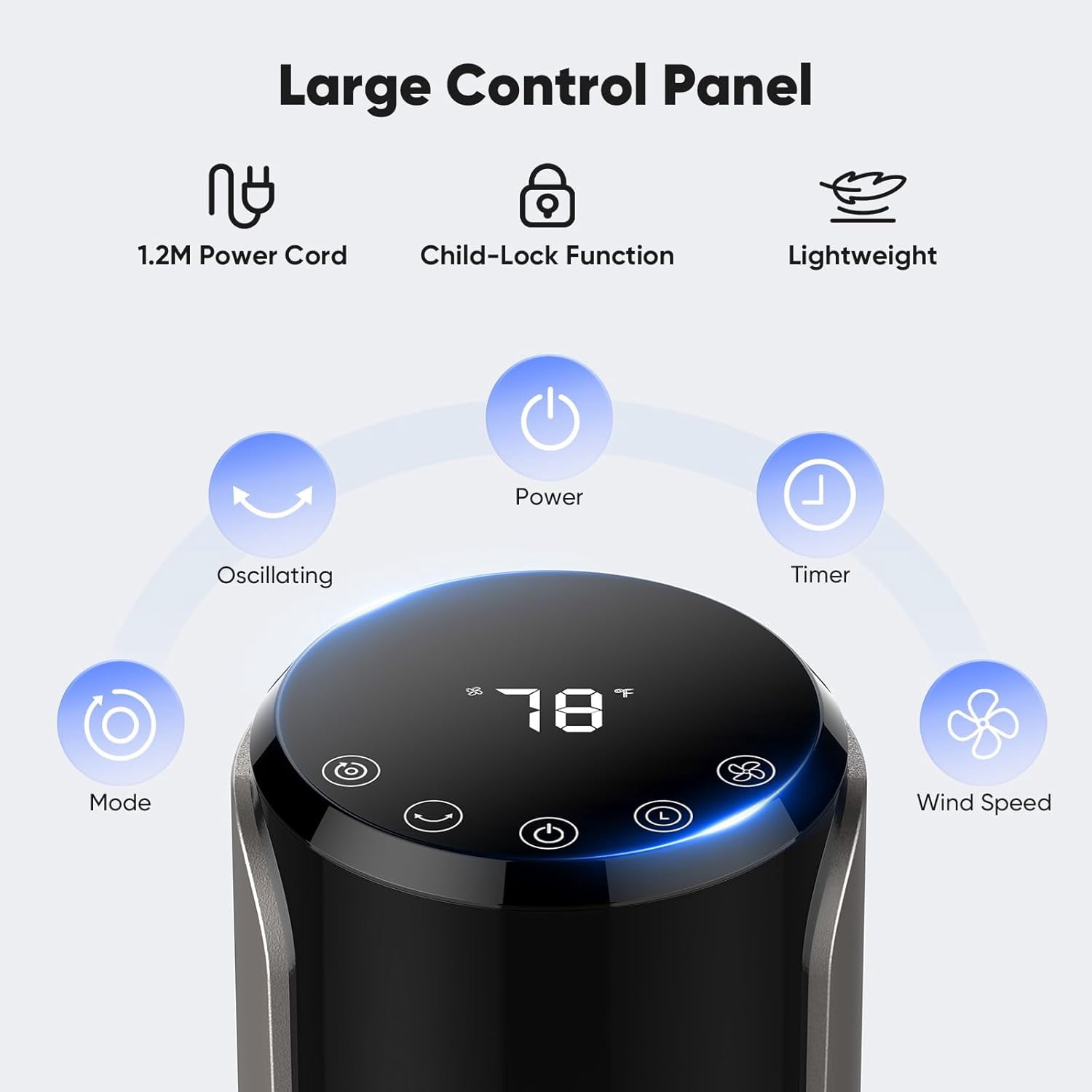 36" Bladeless Tower Fan - Ultra-Quiet 28dB for Bedroom Sleep 25 ft/s High Velocity Cooling w/ Remote 60° Wide Oscillation, 12H Timer, 5 Speeds, 4 Modes LED Display Standing Floor Fan - Grey
