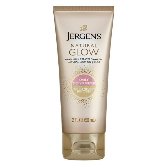 Jergens Natural Glow Daily Moisturizer Medium To Tan, Sunless Self Tanner Lotion, 2 Oz