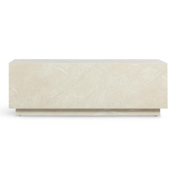 Pemberly Row Contemporary Accent Cream Travertine Coffee Table