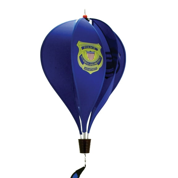 In the Breeze 1076 — Police Department 6-Panel Hot Air Balloon Wind Spinner, Garden Wind Spinning Accent