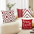 thumbnail image 4 of Decorative Throw Pillow Covers 20x20 Inch Wine Red Pillow Covers for Couch Sofa Living Room Bedroom,Farmhouse Outdoor Throw Pillow Cover,Modern Geometric Linen Square Throw Pillow Case Set of 4, 4 of 6