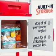 Nostalgia Popcorn Maker Cart, Vintage Movie Theater Popcorn Machine with Built-In Storage, Red/White