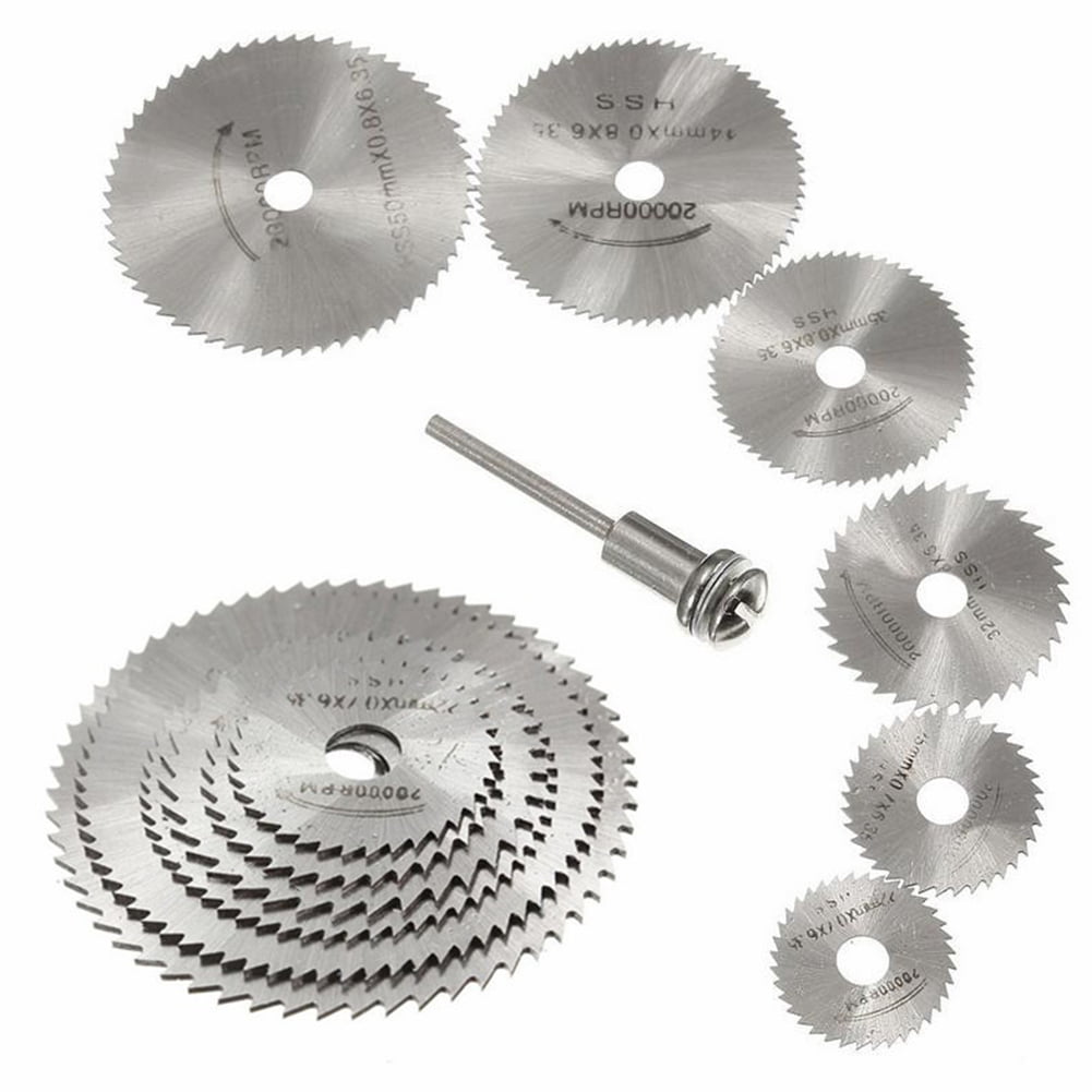 7 pc Steel Saw Blades Circular Wood Cutting Discs Mandrel Drill For Rotary Tool 