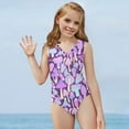 thumbnail image 5 of FOR U DESIGNS Psychedelic Purple Mushroom One Piece Swimwear for Girls 7-8 Years Old Breathable Dancing Gymnastics Leotards Quick Dry Swimsuit, 5 of 8